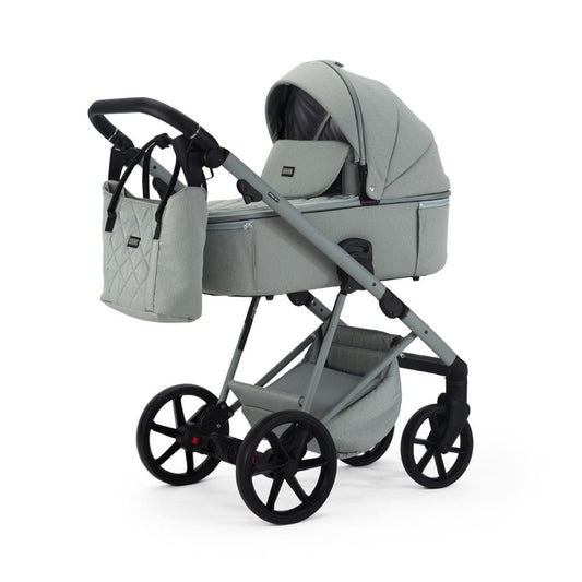 Mee-Go Milano Natura 3 in 1 Travel System + ISOFIX Base – Mint Green | with 360 Spin Car Seat General Mee-go