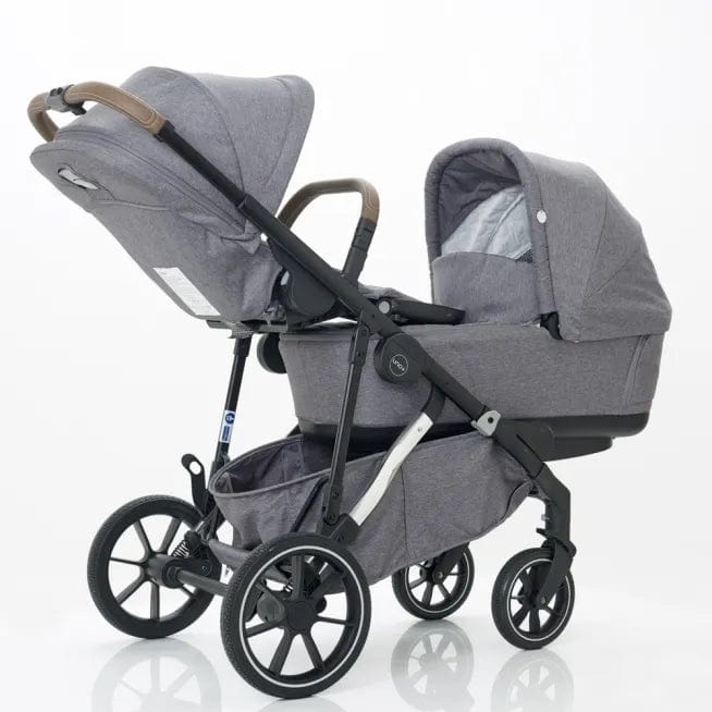 Mee-go Uno + 2 in 1 Pram Package Single to Double - Pearl Grey  Mee-go   