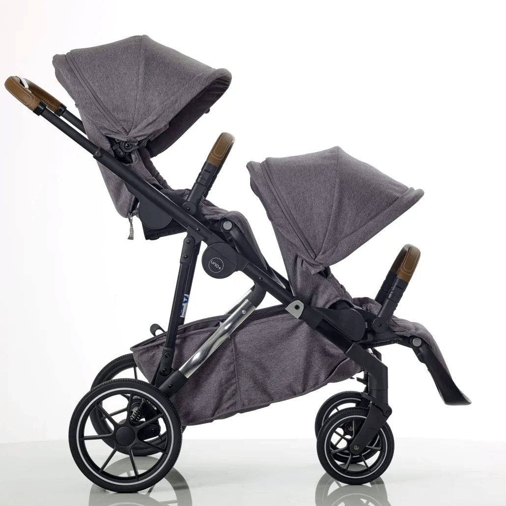 Mee-go Uno + Twin Pram Package - Pearl Grey  Mee-go   