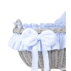 MJ Marks Bianca Grey and Blue Wicker Crib with Bedding - Heart Wheels  Mj Marks   