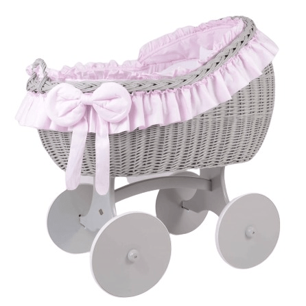 MJ Marks Bianca Pink and Grey Wicker Crib with Bedding  Mj Marks   