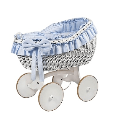 MJ Marks Bianca White and Blue Wicker Crib with Bedding  Mj Marks   