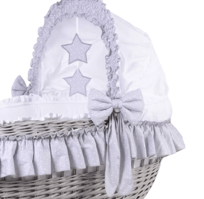 MJ Marks Cloud & Stars Grey Wicker Crib with Bedding  Mj Marks   