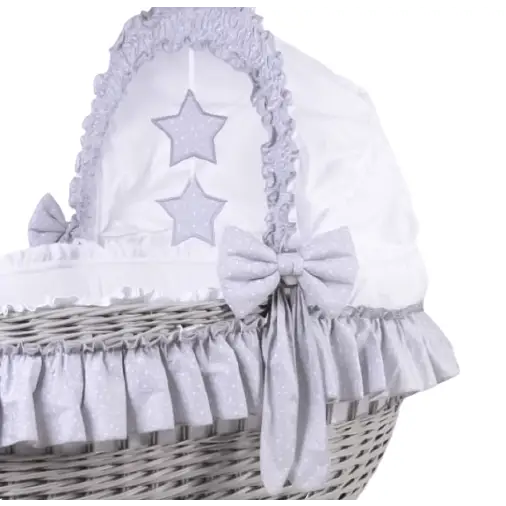 MJ Marks Cloud & Stars Grey Wicker Crib with Bedding  Mj Marks   