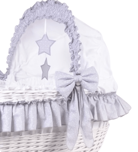 MJ Marks Cloud & Stars White Wicker Rocking Crib  Mj Marks   