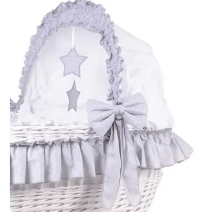 MJ Marks Cloud & Stars White Wicker Rocking Crib  Mj Marks   