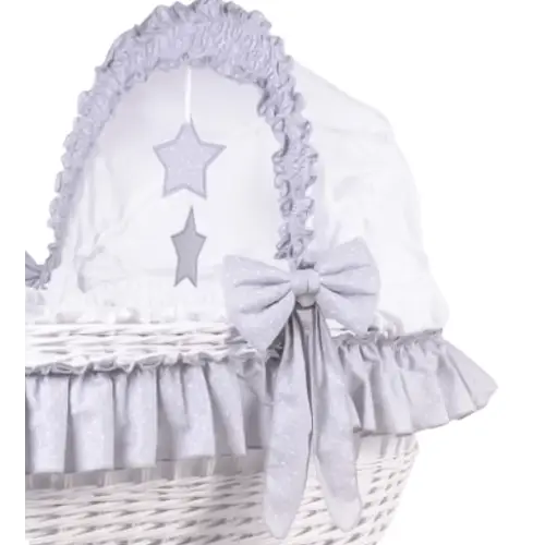 MJ Marks Cloud & Stars White Wicker Rocking Crib  Mj Marks   