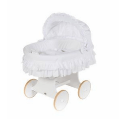 MJ Marks Luna White Wicker Crib with White Bedding