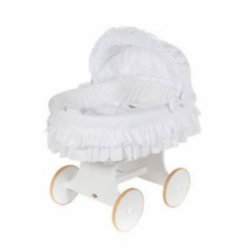 MJ Marks Luna White Wicker Crib with White Bedding  Mj Marks   