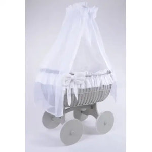 MJ Marks Ophelia Grey and White Wicker Crib with Drapes  Mj Marks   