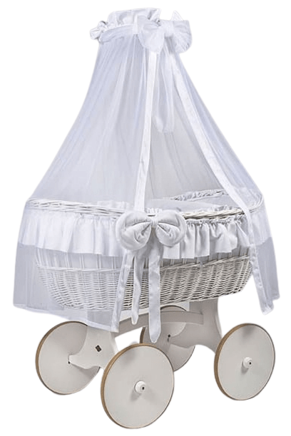 MJ Marks Ophelia White and White Wicker Crib with Drapes  Mj Marks   