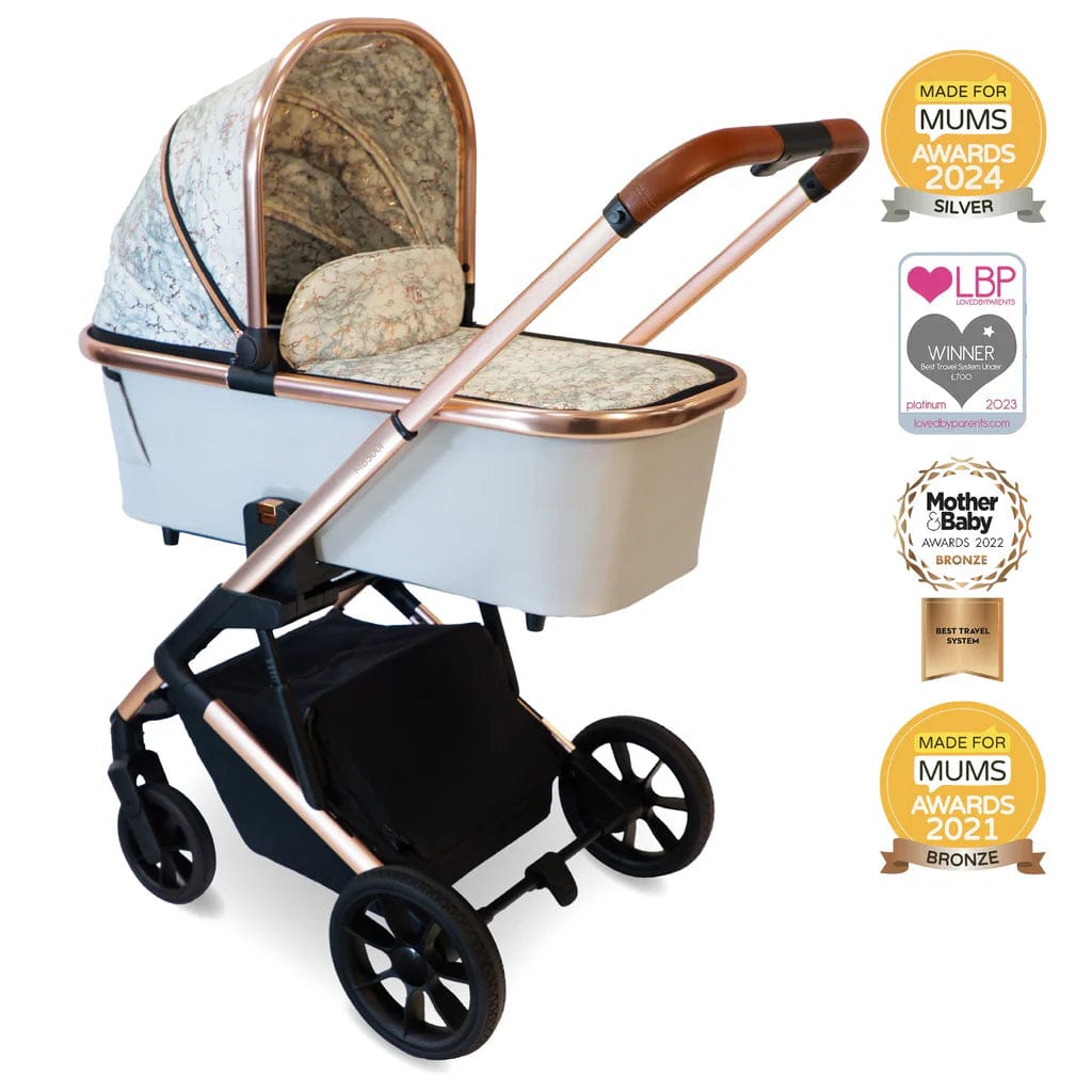 My Babiie MB500i 3 in 1 i Size Travel System Rose Gold Marble Baby Boutique UK