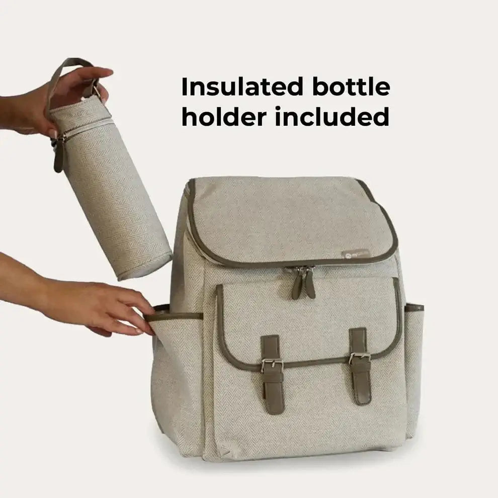 My Babiie Backpack Changing Bag - Oatmeal Herringbone General My Babiie