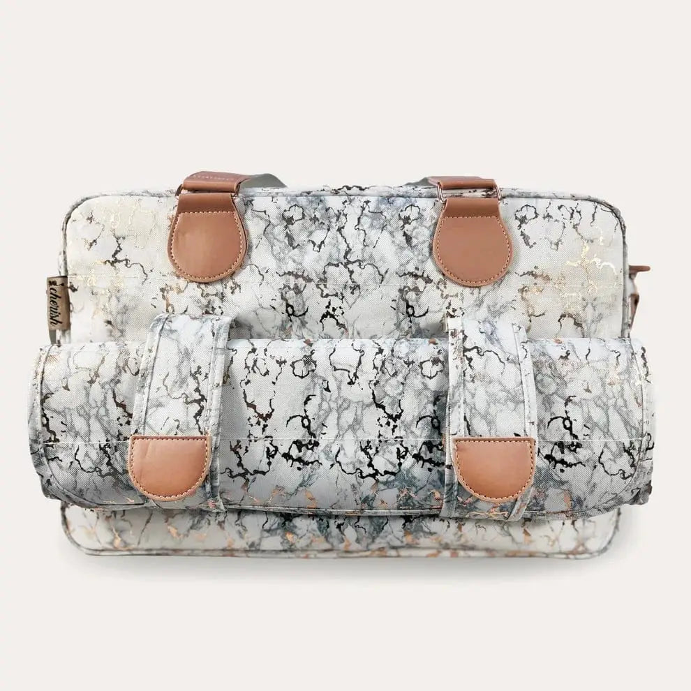My Babiie Deluxe Changing Bag - Metallic Rose Gold Marble General My Babiie