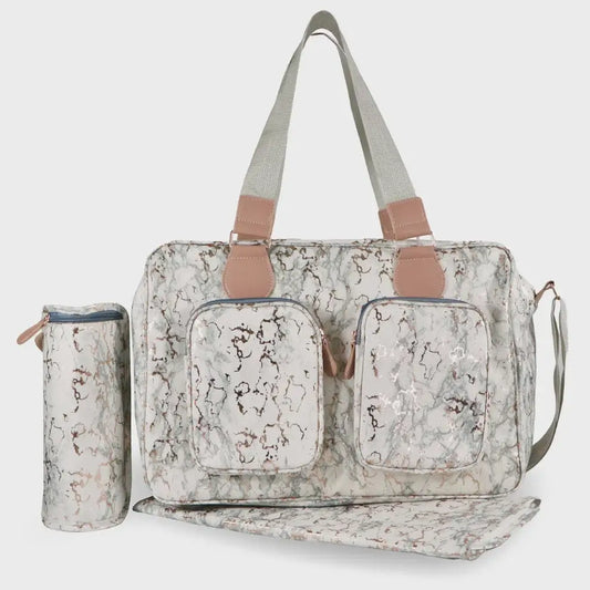 My Babiie Deluxe Changing Bag - Metallic Rose Gold Marble General My Babiie