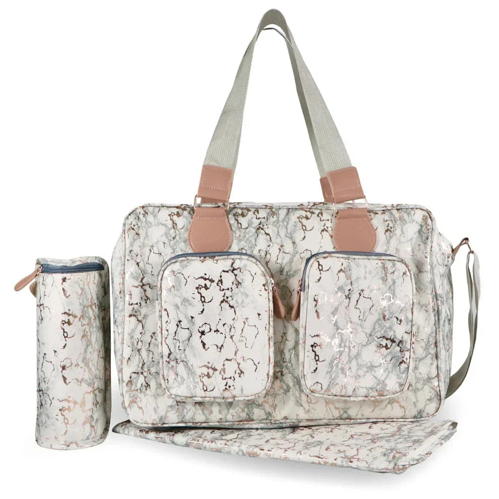 My Babiie Deluxe Changing Bag - Metallic Rose Gold Marble General My Babiie