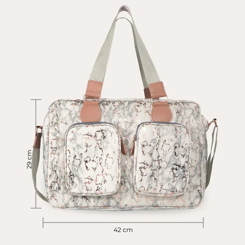 My Babiie Deluxe Changing Bag - Metallic Rose Gold Marble General My Babiie