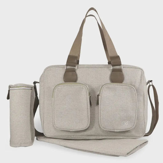 My Babiie Deluxe Changing Bag - Oatmeal Herringbone General My Babiie