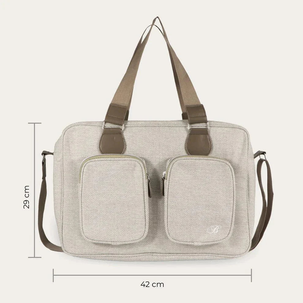 My Babiie Deluxe Changing Bag - Oatmeal Herringbone General My Babiie
