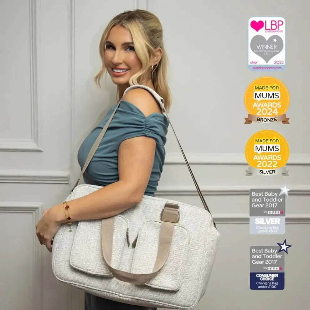 My Babiie Deluxe Changing Bag - Oatmeal Herringbone General My Babiie