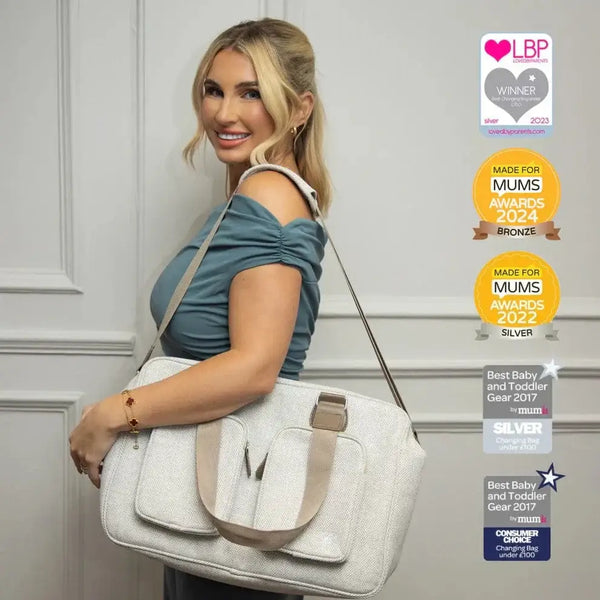 My Babiie Deluxe Changing Bag - Oatmeal Herringbone General My Babiie
