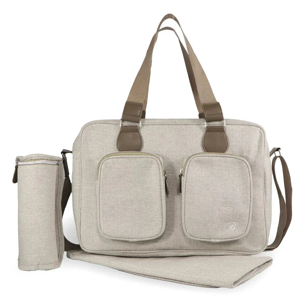 My Babiie Deluxe Changing Bag - Oatmeal Herringbone General My Babiie