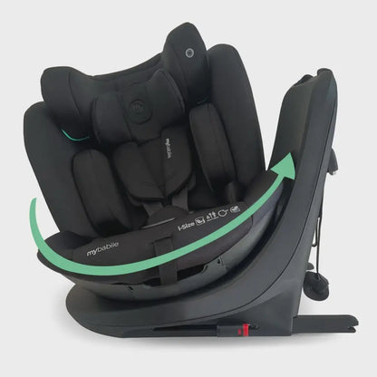 My Babiie Easy Spin Car Seat with Top Teather in Black – Grows from Newborn to 12 Years My Babiie