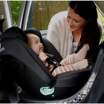 My Babiie Easy Spin Car Seat with Top Teather in Black – Grows from Newborn to 12 Years My Babiie