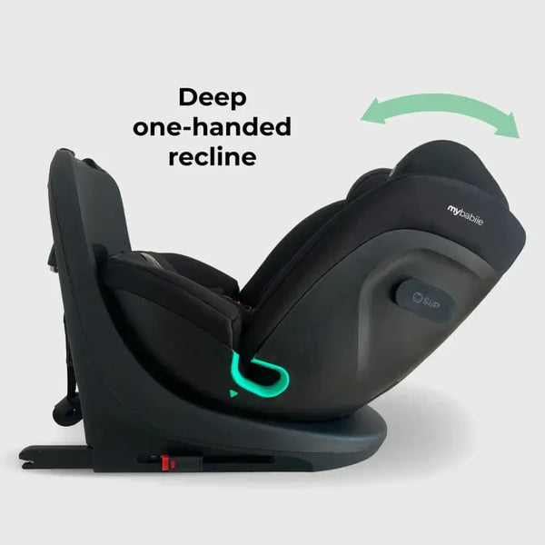 My Babiie Easy Spin Car Seat with Top Teather in Black – Grows from Newborn to 12 Years My Babiie