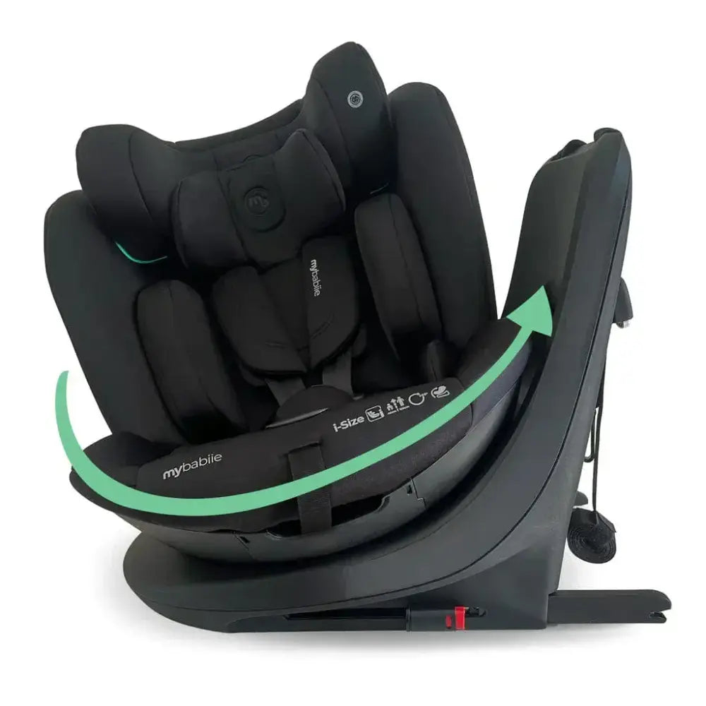 My Babiie Easy Spin Car Seat with Top Teather in Black – Grows from Newborn to 12 Years My Babiie