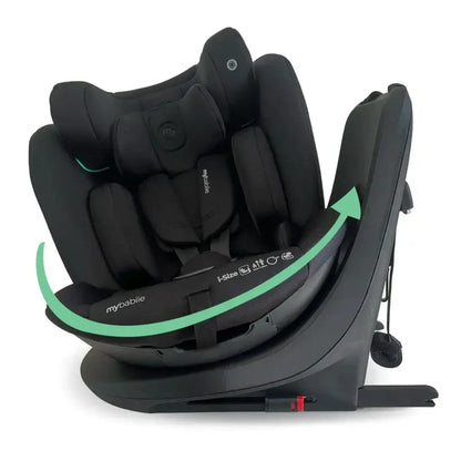 My Babiie Easy Spin Car Seat with Top Teather in Black – Grows from Newborn to 12 Years My Babiie