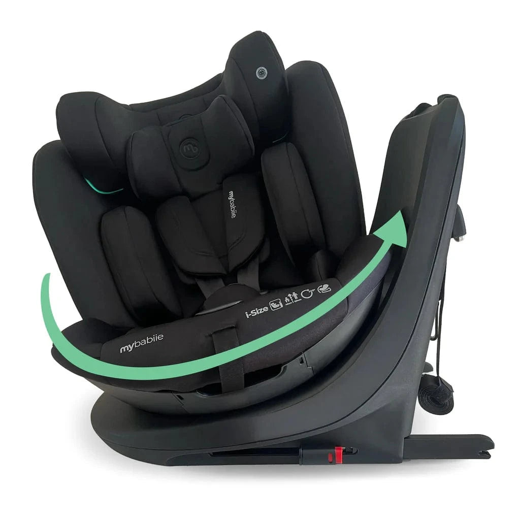 My Babiie Easy Spin Car Seat with Top Teather in Black – Grows from Newborn to 12 Years My Babiie