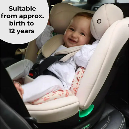 My Babiie Easy Spin Car Seat with Top Teather in Blush Leopard – Grows from Newborn to 12 Years My Babiie