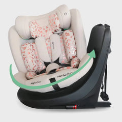 My Babiie Easy Spin Car Seat with Top Teather in Blush Leopard – Grows from Newborn to 12 Years