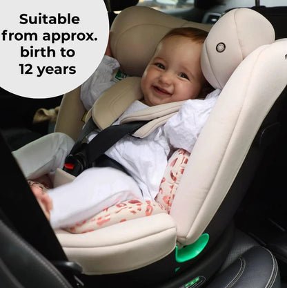 My Babiie Easy Spin Car Seat with Top Teather in Blush Leopard – Grows from Newborn to 12 Years My Babiie