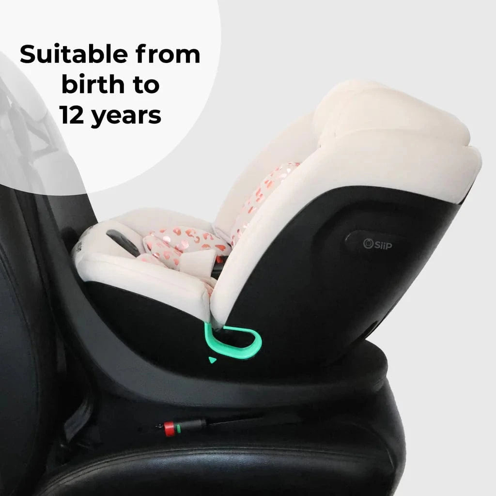 My Babiie Easy Spin Car Seat with Top Teather in Blush Leopard – Grows from Newborn to 12 Years My Babiie