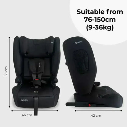 My Babiie Foldable i-Size Isofix Toddler Booster Seat - Black My Babiie