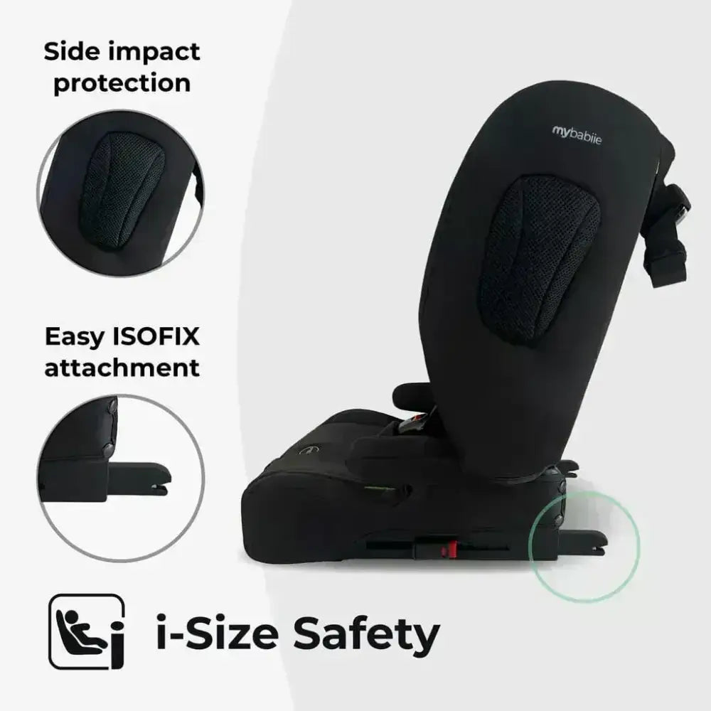 My Babiie Foldable i-Size Isofix Toddler Booster Seat - Black My Babiie