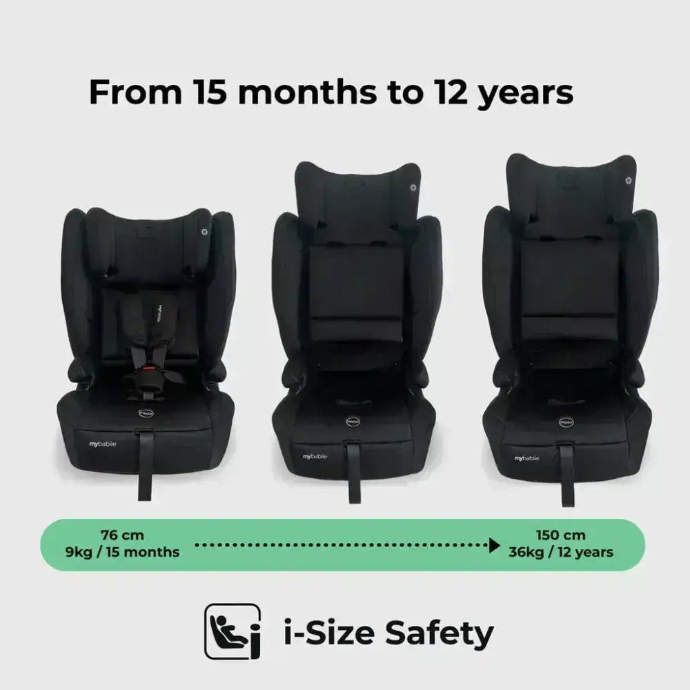 My Babiie Foldable i-Size Isofix Toddler Booster Seat - Black My Babiie