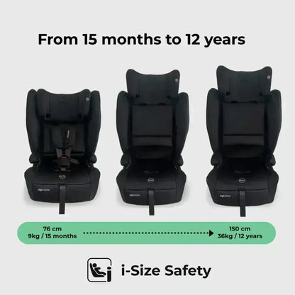 My Babiie Foldable i-Size Isofix Toddler Booster Seat - Black My Babiie
