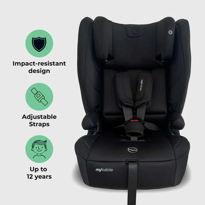 My Babiie Foldable i-Size Isofix Toddler Booster Seat - Black My Babiie