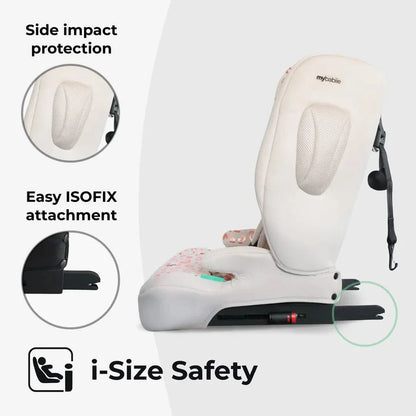 My Babiie Foldable i-Size Isofix Toddler Booster Seat - Blush Leopard My Babiie