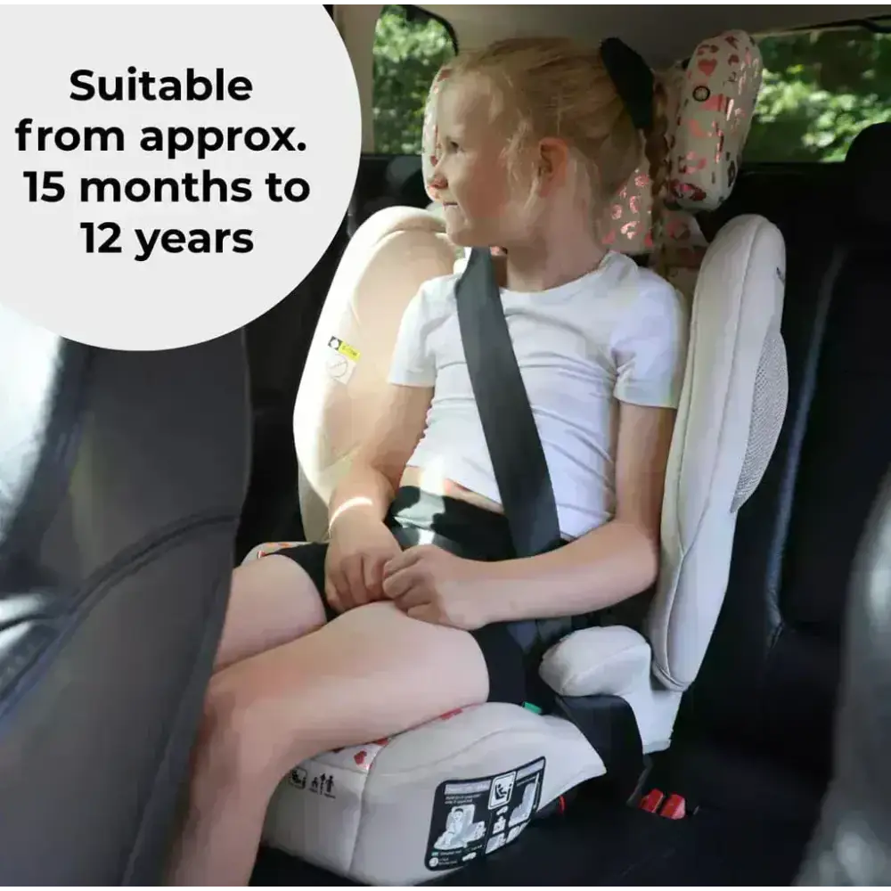 My Babiie Foldable i-Size Isofix Toddler Booster Seat - Blush Leopard My Babiie