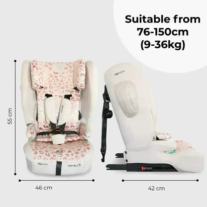 My Babiie Foldable i-Size Isofix Toddler Booster Seat - Blush Leopard My Babiie