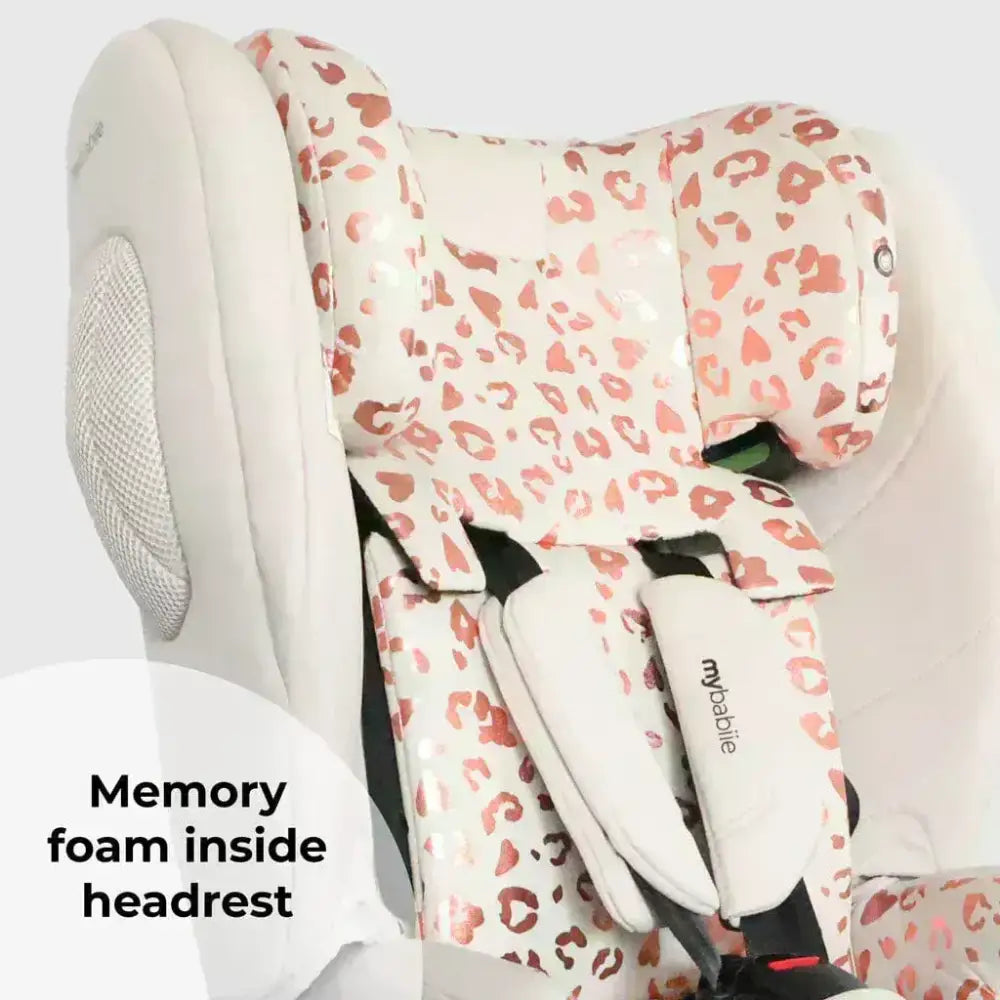 My Babiie Foldable i-Size Isofix Toddler Booster Seat - Blush Leopard My Babiie