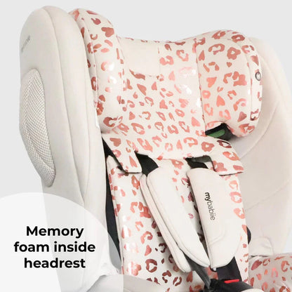 My Babiie Foldable i-Size Isofix Toddler Booster Seat - Blush Leopard My Babiie