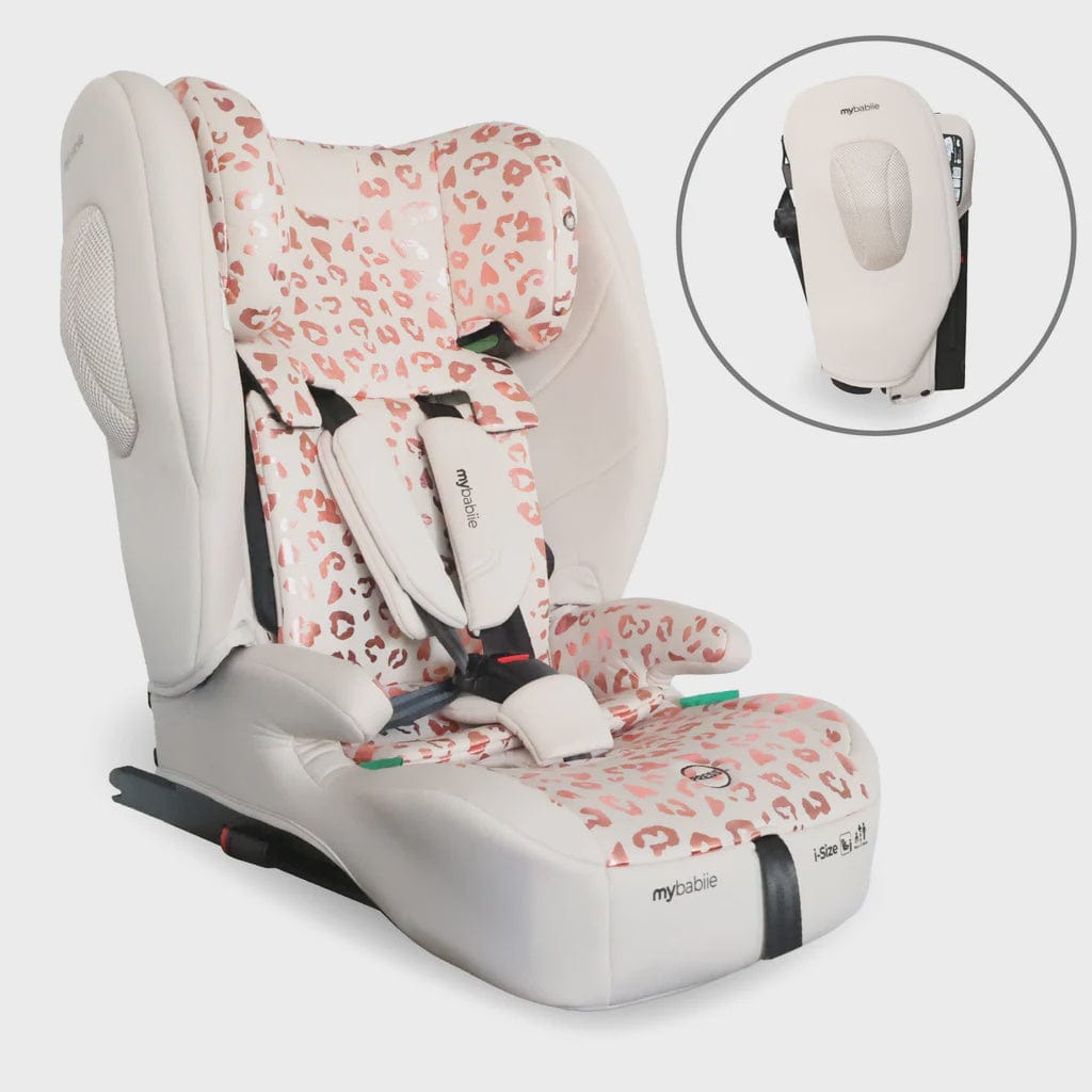 My Babiie Foldable i-Size Isofix Toddler Booster Seat - Blush Leopard My Babiie