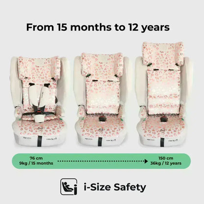 My Babiie Foldable i-Size Isofix Toddler Booster Seat - Blush Leopard My Babiie