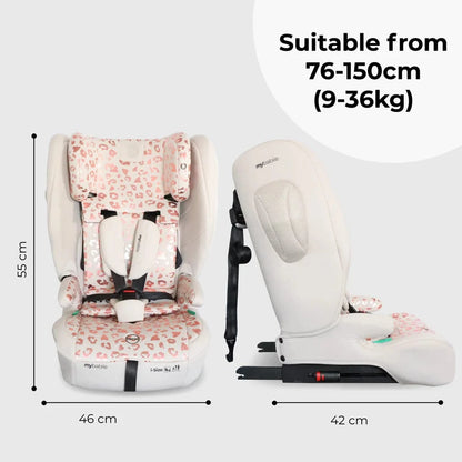 My Babiie Foldable i-Size Isofix Toddler Booster Seat - Blush Leopard My Babiie