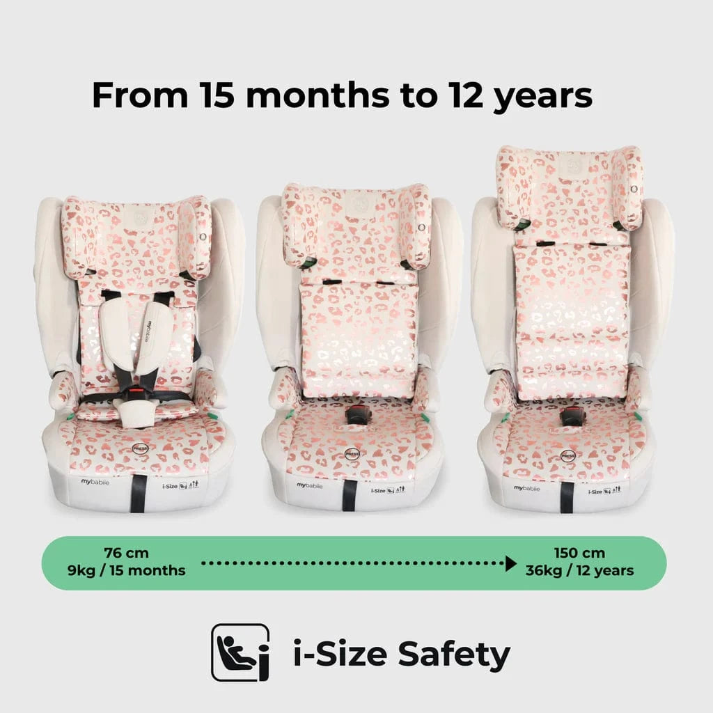 My Babiie Foldable i-Size Isofix Toddler Booster Seat - Blush Leopard My Babiie